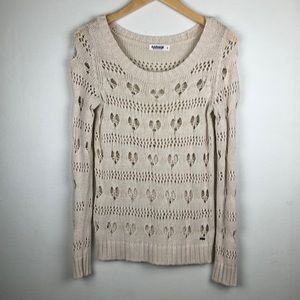 Garage Heart Cut Out Sweater Tan/Beige Small